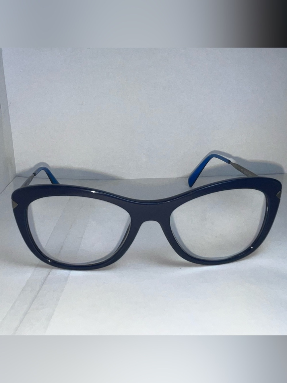 Prada VPR 09R Blue Cat Eye Eyeglass Frames Only 51-17-140 Made in Italy preppy